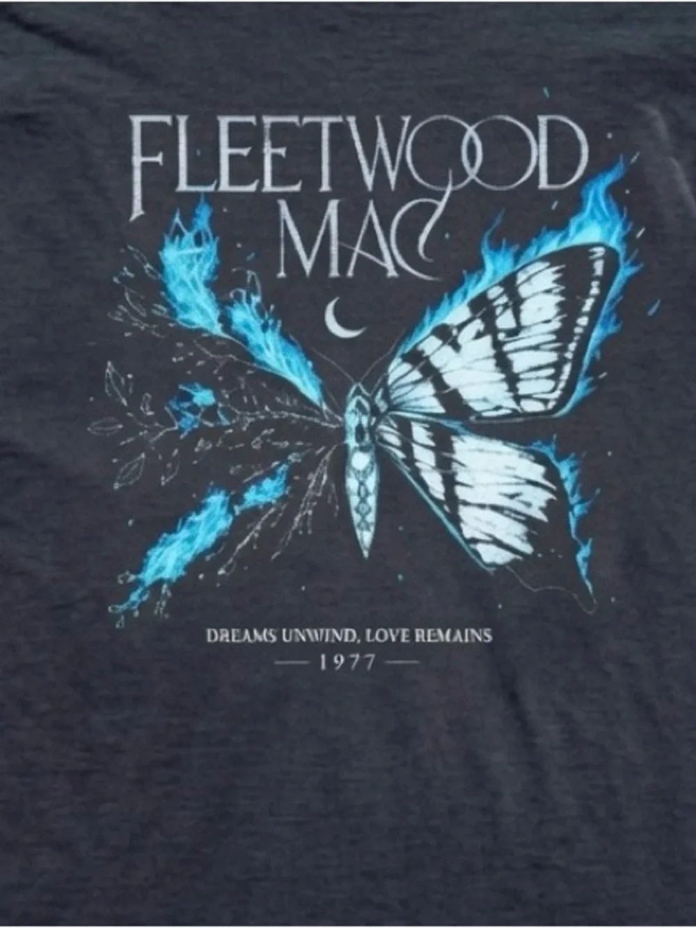 Black Graphic Tee with Blue Butterfly